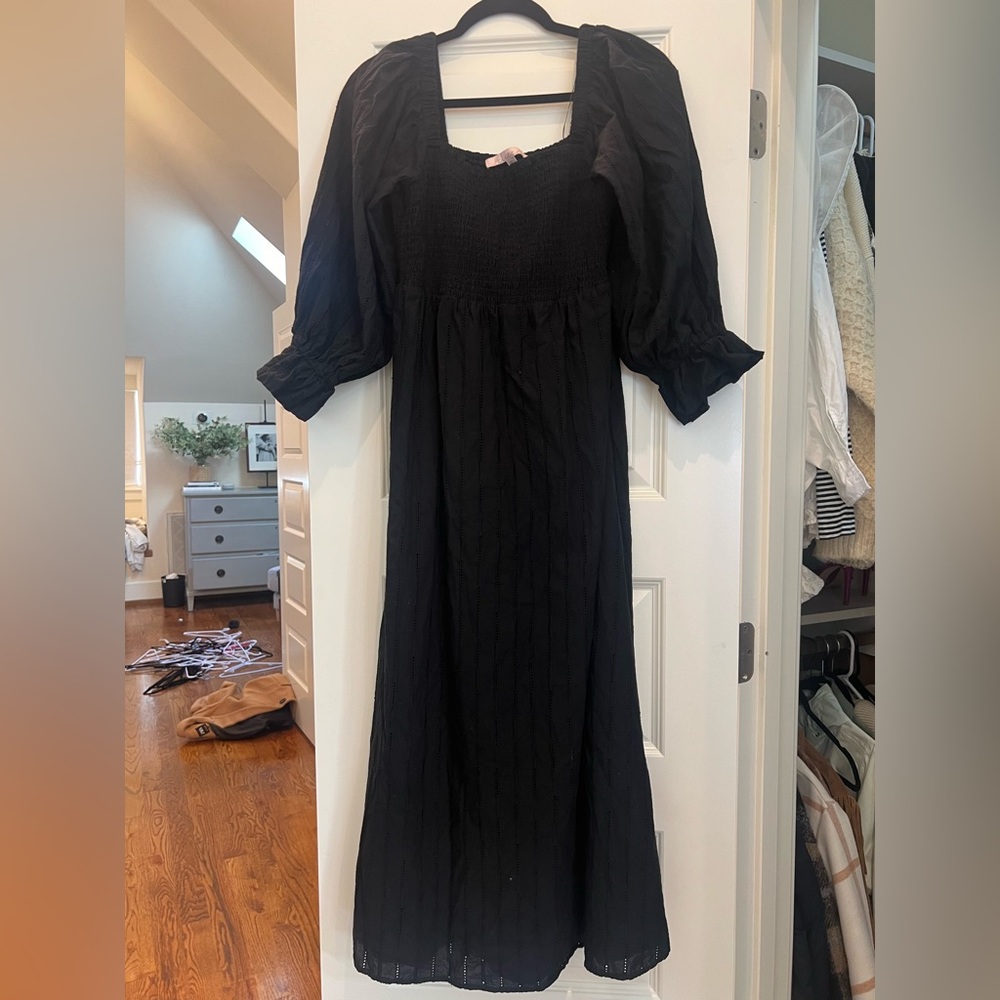 EUC Hutch smocked and eyelet midi dress